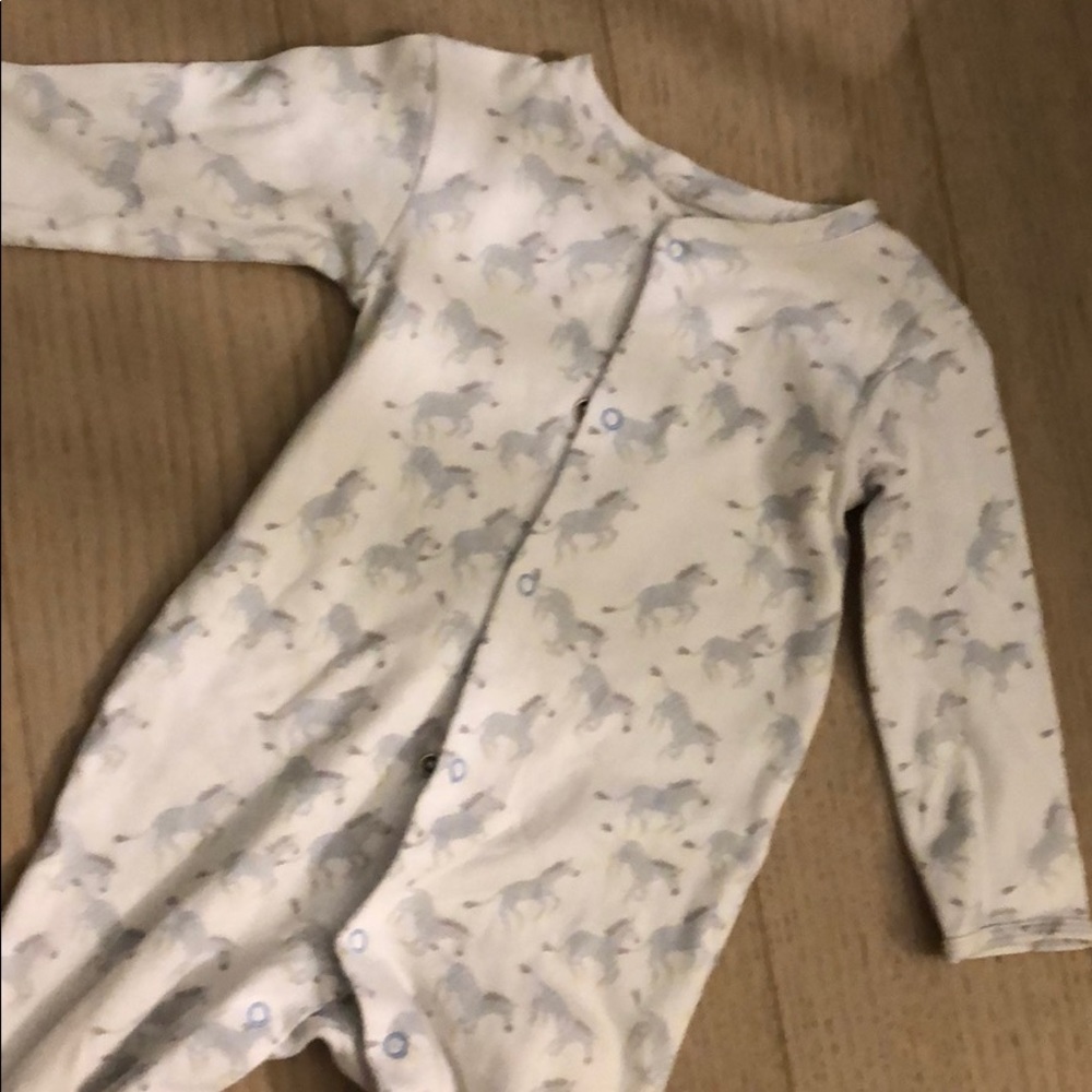 EGG by Susan blue zebra layette onesie 9M